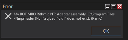 connection error fix ninjatrader